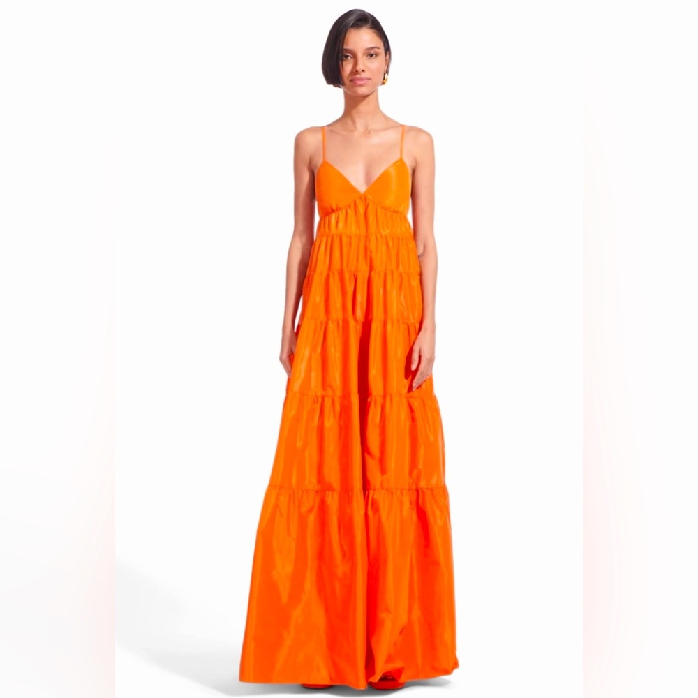 STAUD Ripley Taffeta Maxi dress in Tangerine. Size XS. Worn once, cleaned